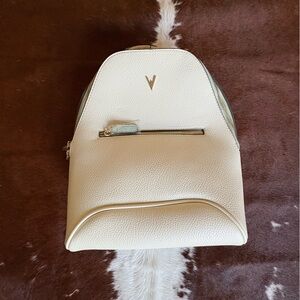 Chic Cream Backpack with Silver Accents